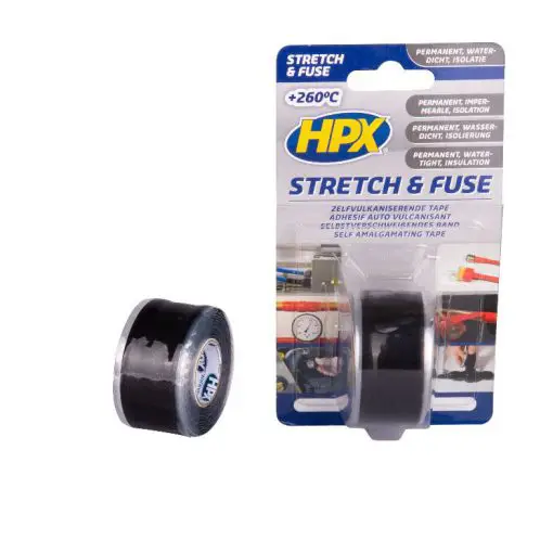HPX Stretch & Fuse zelfvulkaniserende tape 25 mm x 3 meter zwart