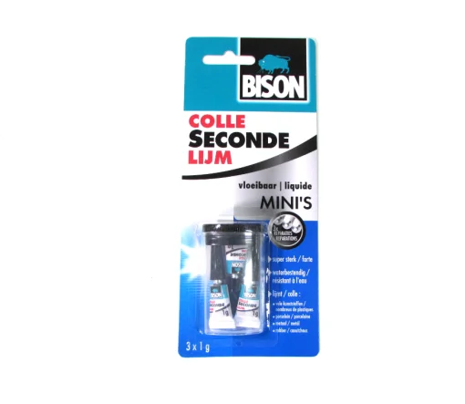 Bison secondelijm vloeibaar mini’s 3 x 1 gram